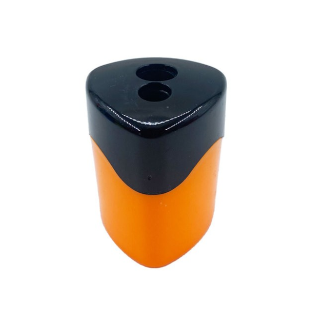 براية أقلام مزدوجة – لون أسود وبرتقالي